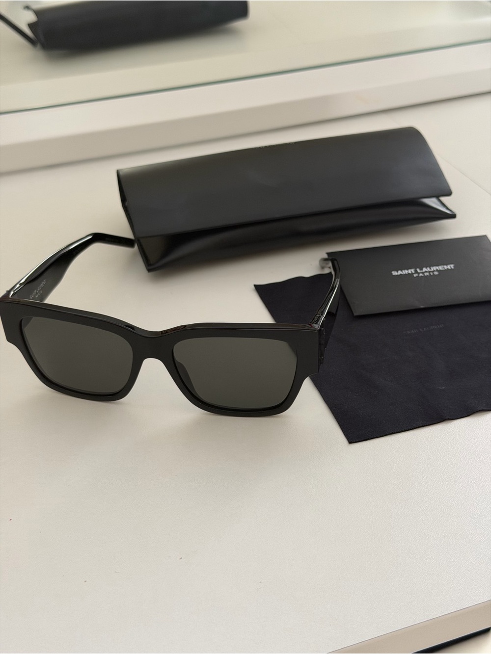 Saint Laurent Black Rectangular Women's Sunglasses
